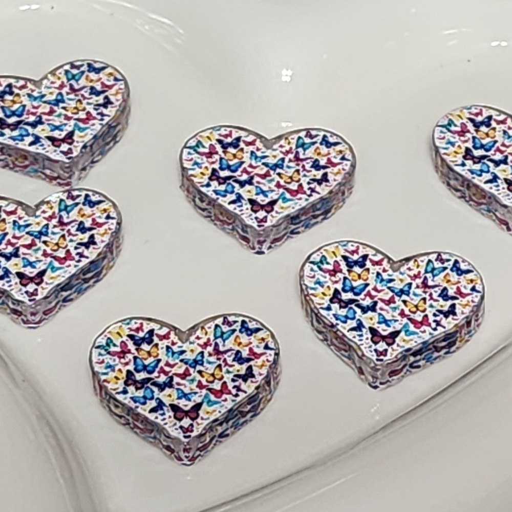 Butterfly Heart Beads 2 Pcs Focal Bead Beaded Pen Jewelry Making Acrylic